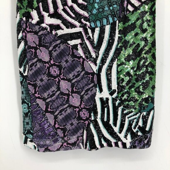 Marciano Animalesque Glow Sequin Cutout Halter Neck V-neck Mini Dress size  XS - Picture 5 of 16